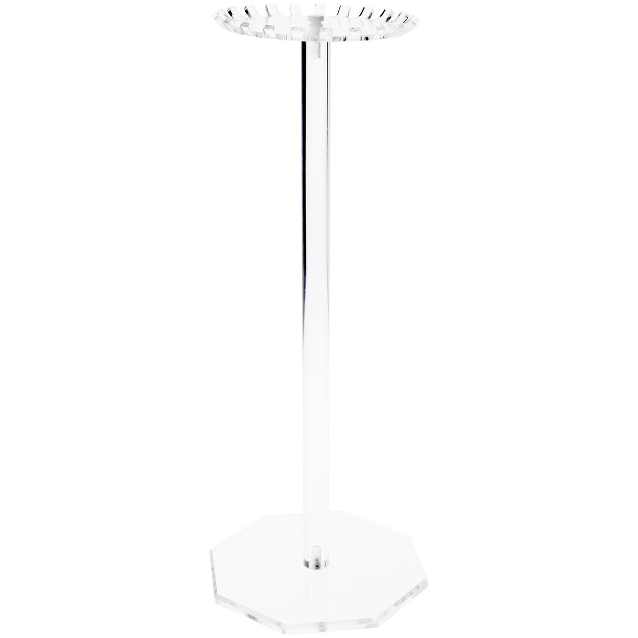 Plymor Clear Acrylic Circular-Top Rotating Necklace Holder, 21" H x 8" W x 8" D (Holds 23 Hooks for Necklaces)